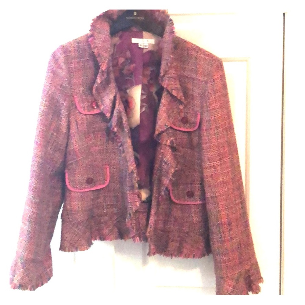 I C E Frayed Tweed Jacket Multicolor